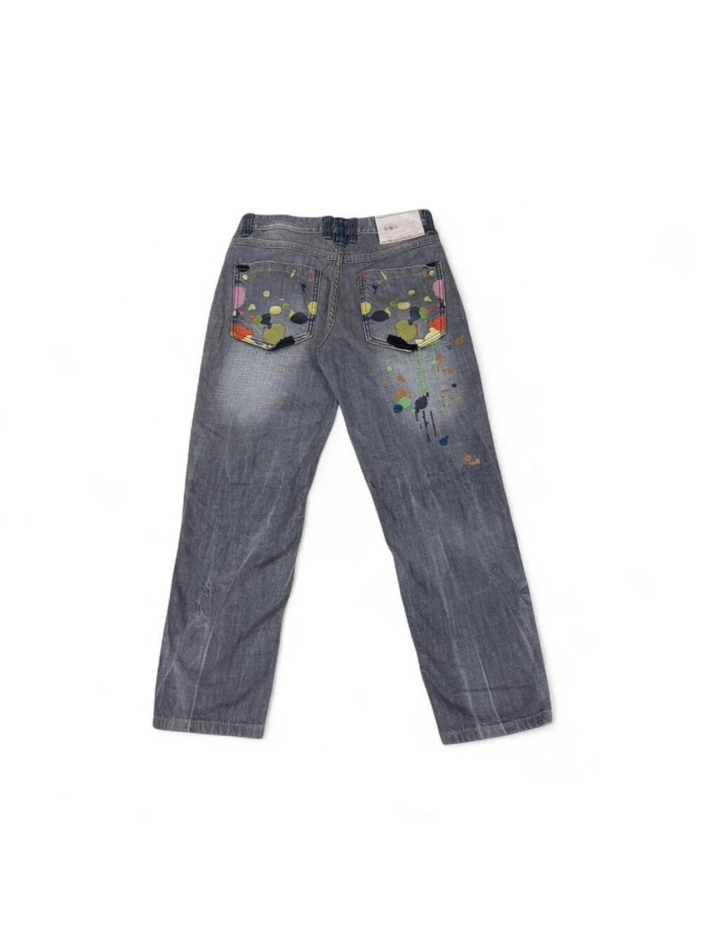 MAJAH FLAVAH Paint splatter jeans with unique design